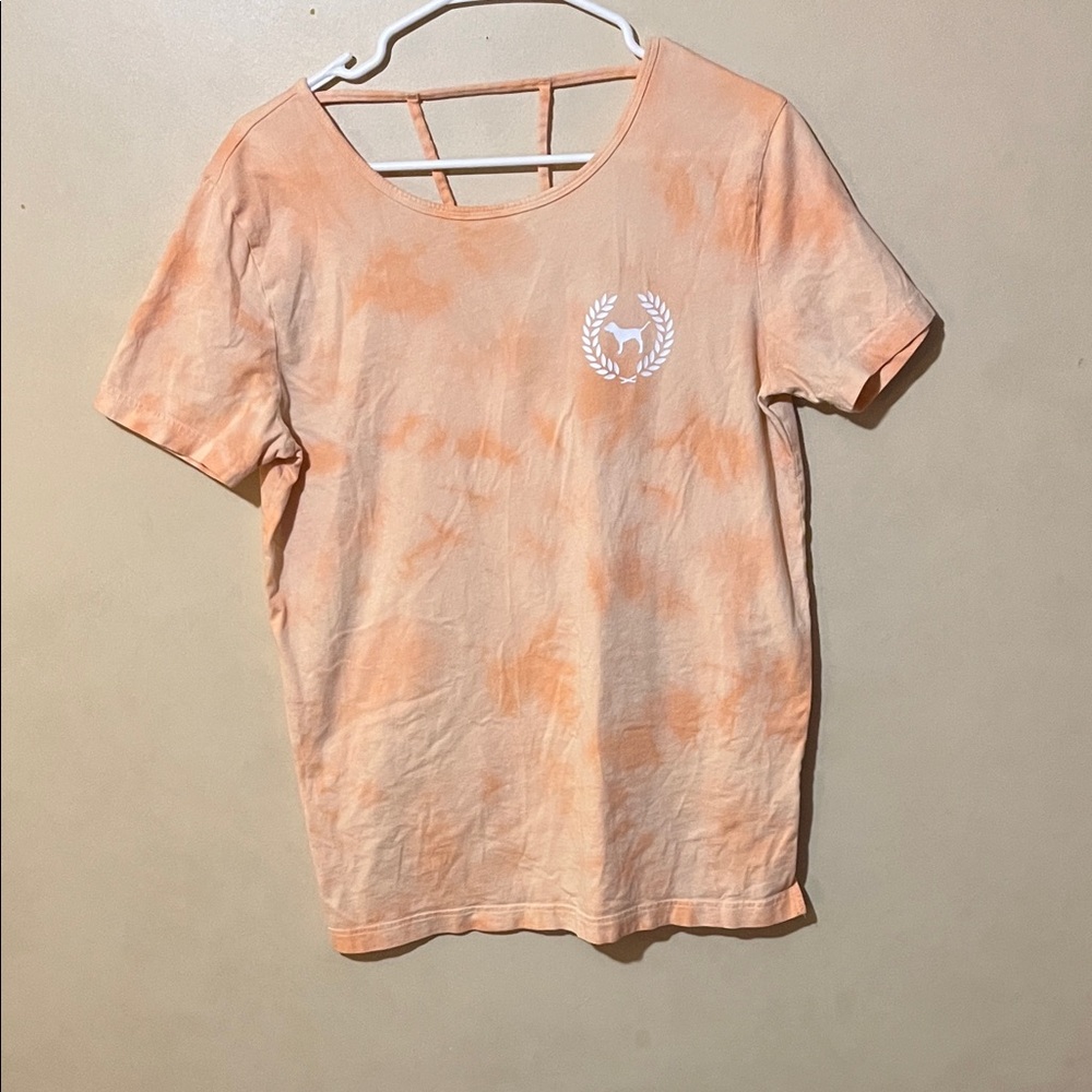 PINK Victoria's Secret Peach Tie-Dye Short Sleeve Tee